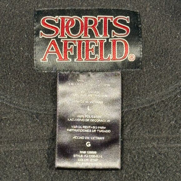Vintage Sports Afield Fleece Jacket Mens Large Black Camo Hunting Woodland Duck - Picture 8 of 10